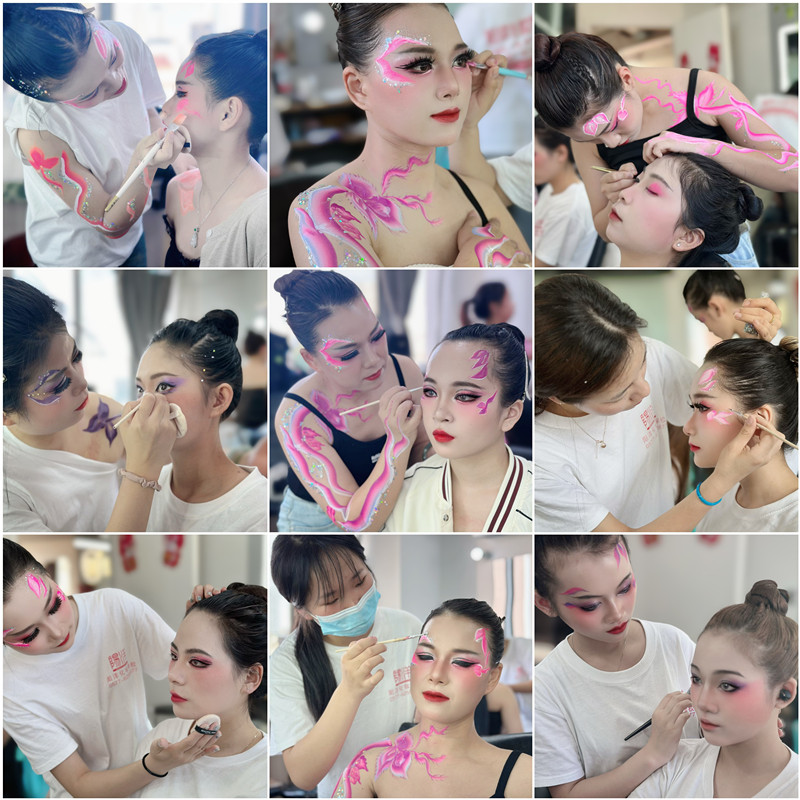 樂(lè)清哪里學(xué)化妝？#如何身體彩繪#學(xué)生課堂練習(xí)彩繪？